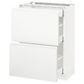 METOD / MAXIMERA Base cab with 2 fronts/3 drawers, white, Voxtorp matt white white, 60x37 cm