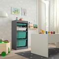 TROFAST Storage combination with boxes/tray, grey turquoise/white, 46x30x94 cm