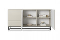 Cabinet with Doors & Drawers Asha 167cm, cashmere/black