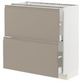 METOD / MAXIMERA Base cabinet with 2 drawers, white/Upplöv matt dark beige, 80x37 cm
