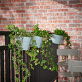 VITLÖK Plant pot with holder, in/outdoor light grey-blue, 15 cm