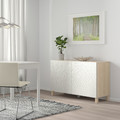 BESTÅ Storage combination with doors, white stained oak effect, Laxviken white, 120x40x74 cm