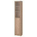 BILLY / OXBERG Bookcase with panel/glass door, oak effect, 40x30x202 cm