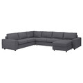 VIMLE Cover for corner sofa-bed, 5-seat, with chaise longue with wide armrests/Gunnared medium grey