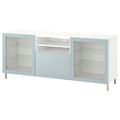 BESTÅ TV bench with drawers, white Glassvik/Selsviken/Ösarp light grey-blue, 180x42x74 cm