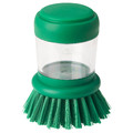 VIDEVECKMAL Dish-washing brush with dispenser, bright green