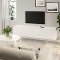 BESTÅ TV bench with doors, white, Selsviken high-gloss/white, 180x42x38 cm