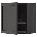 METOD Wall cabinet with dish drainer, black/Lerhyttan black stained, 60x60 cm