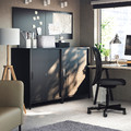 TROTTEN Cabinet with sliding doors, anthracite, 160x110 cm