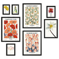 KNOPPÄNG Frame with poster, set of 8, flower market