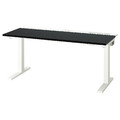 MITTZON Desk sit/stand, electric black stained ash veneer/white, 140x60 cm