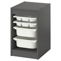 TROFAST Storage combination w boxes/trays, grey/white, 34x44x56 cm