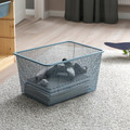 TROFAST Storage combination with boxes, light white stained pine/grey-blue, 93x44x52 cm