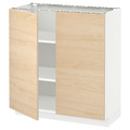 METOD Base cabinet with shelves/2 doors, white/Askersund light ash effect, 80x37 cm