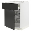 METOD / MAXIMERA Base cab f hob/drawer/2 wire bskts, white/Upplöv matt anthracite, 60x60 cm