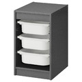 TROFAST Storage combination with boxes, grey/white, 34x44x56 cm