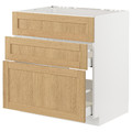 METOD / MAXIMERA Base cab f sink+3 fronts/2 drawers, white/Forsbacka oak, 80x60 cm