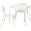 MELLTORP / TEODORES Table and 2 chairs, white, white, 75x75 cm