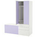 SMÅSTAD / PLATSA Storage combination, white lilac/with bench, 150x57x181 cm