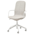 LÅNGFJÄLL Office chair with armrests, Gunnared beige/white, 68x68 cm