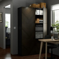 BESTÅ Storage combination with doors, black-brown Hedeviken/dark brown stained oak veneer, 120x42x193 cm