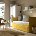 HEMNES Day-bed w 3 drawers/2 mattresses, yellow/Ågotnes firm, 80x200 cm