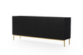 Four-Door Cabinet Nicole 200cm, matt black, gold legs