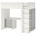 SMÅSTAD Loft bed, white grey/with desk with 4 drawers, 90x200 cm