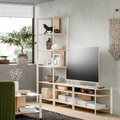 JÄTTESTA TV storage combination, white/light bamboo, 240x40x194 cm