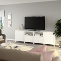 BESTÅ TV unit with doors and drawers, white, Hanviken/Stubbarp white, 240x42x74 cm