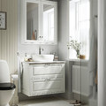 TÄNNFORSEN / TÖRNVIKEN Wash-stnd w drawers/wash-basin/tap, white/white marble effect, 82x49x79 cm