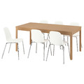 EKEDALEN / LIDÅS Table and 6 chairs, oak/white chrome-plated, 180/240 cm