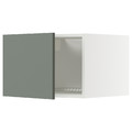 METOD Top cabinet for fridge/freezer, white/Nickebo matt grey-green, 60x40 cm