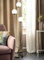 SIMRISHAMN Floor lamp, chrome-plated/opal white glass