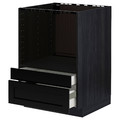 METOD Base cabinet f combi micro/drawers, black/Lerhyttan black stained, 60x60 cm