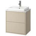 HAVBÄCK / ORRSJÖN Wash-stnd w drawers/wash-basin/tap, beige/white marble effect, 62x49x71 cm