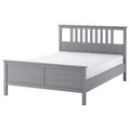 HEMNES Bed frame with mattress, grey stain/Åkrehamn firm, 140x200 cm