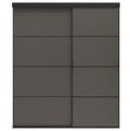 SKYTTA / MEHAMN Sliding door combination, black/double sided dark grey, 177x205 cm