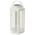 SOLVINDEN LED solar-powered table lamp, lantern/beige, 28 cm