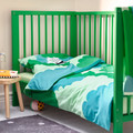 GRÖNFINK 3-piece bedlinen set for cot, green/turquoise, 60x120 cm