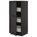 METOD / MAXIMERA High cabinet with drawers, black/Lerhyttan black stained, 60x60x140 cm