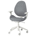 HATTEFJÄLL Office chair with armrests, Gunnared medium grey/white