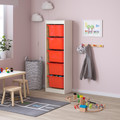 TROFAST Storage combination with boxes, white/orange, 46x30x145 cm