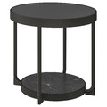 FRÖTORP Side table, anthracite marble effect/black glass, 48 cm