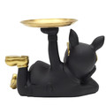 Decorative Figure Bulldog with Tray, black