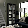 BILLY / OXBERG Bookcase w glass doors, black oak effect, 80x30x202 cm