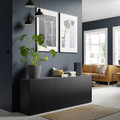 BESTÅ Storage combination with doors, black-brown, Lappviken black-brown, 180x42x65 cm