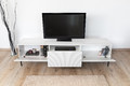 TV Cabinet Nicole 200cm, matt white, black legs