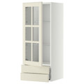 METOD / MAXIMERA Wall cabinet w glass door/2 drawers, white/Bodbyn off-white, 40x100 cm