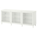 BESTÅ Storage combination with doors, white, Ostvik/Kabbarp white clear glass, 180x42x74 cm